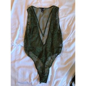NEVER WORN dark green teddy! Lacey and HOT
